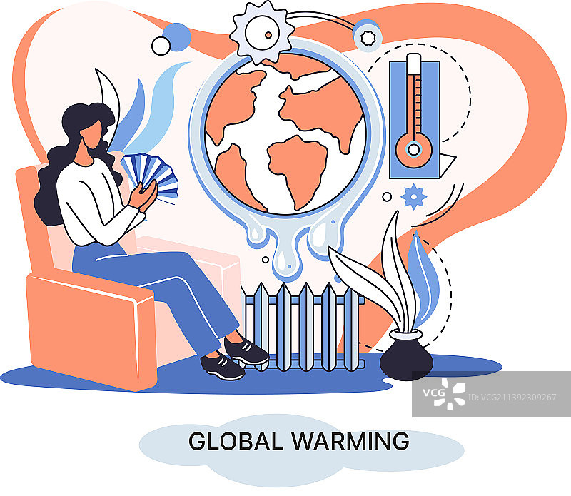 全球变暖的隐喻：人类与气候变化图片素材