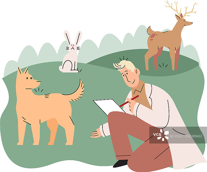 动物学家研究自然栖息地中的动物图片素材