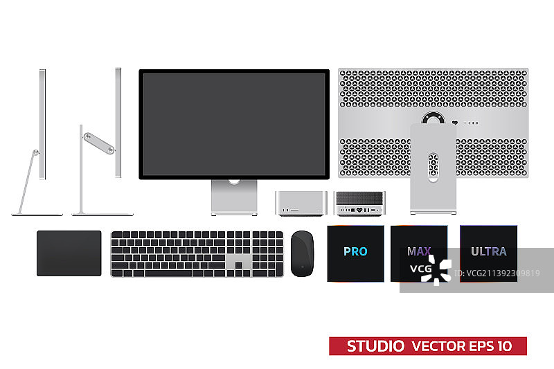 带配件的显示器模型图片素材