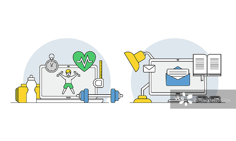 在线教育线性符号健身课程图片素材