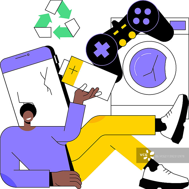 减少电子垃圾抽象概念图片素材