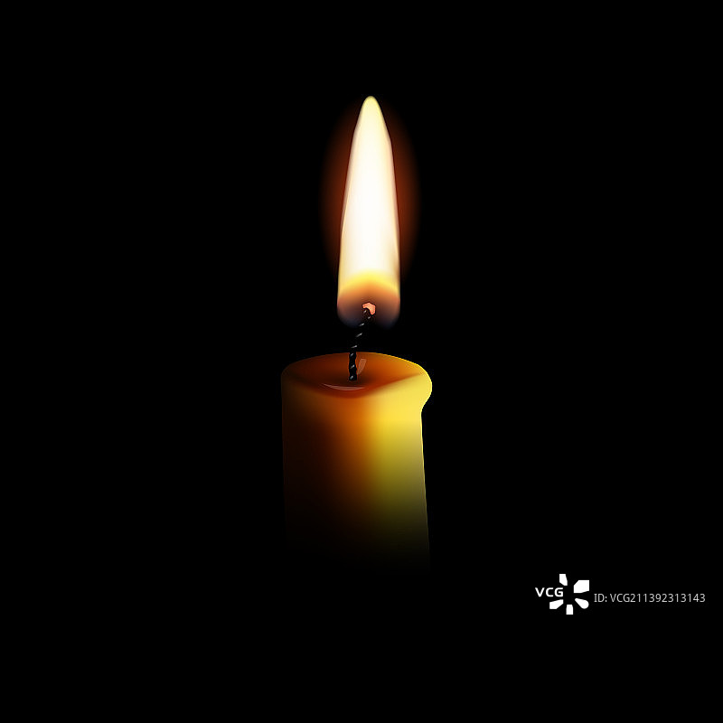 黑色背景上逼真的燃烧蜡烛图片素材