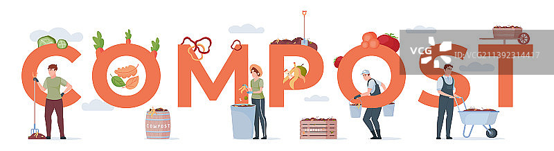 堆肥扁平文本构图图片素材