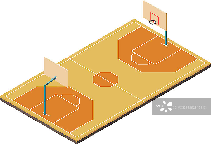 2.5D篮球场合成图图片素材