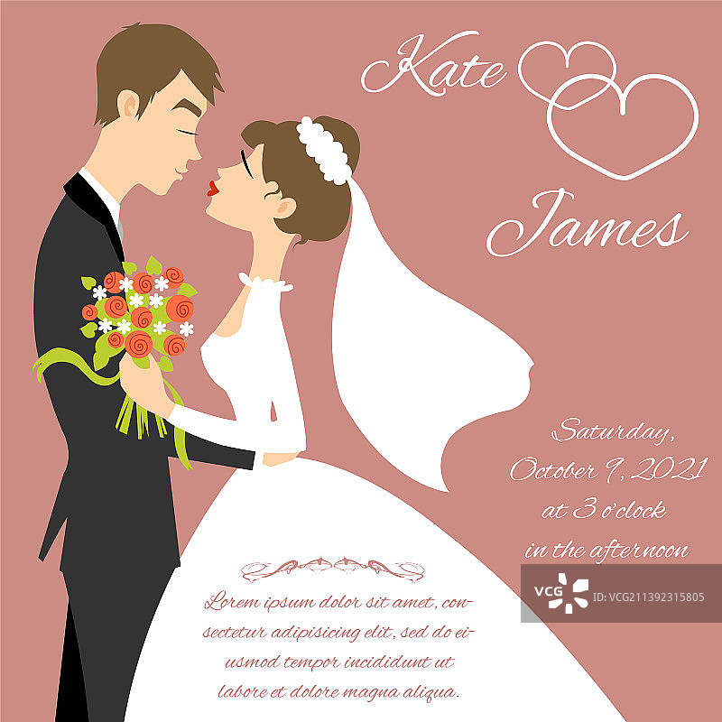 用于邀请卡的婚礼情侣图片素材
