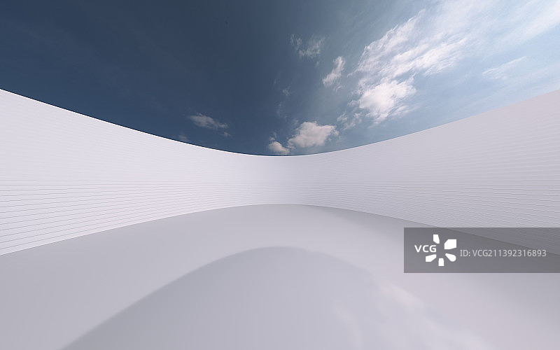 三维渲染抽象科技感圆形白色广场图片素材