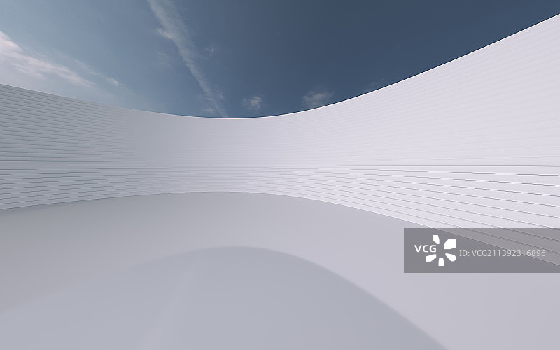 三维渲染抽象科技感圆形白色广场图片素材