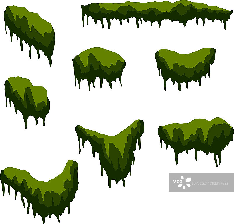 苔藓和绿草树枝合集图片素材