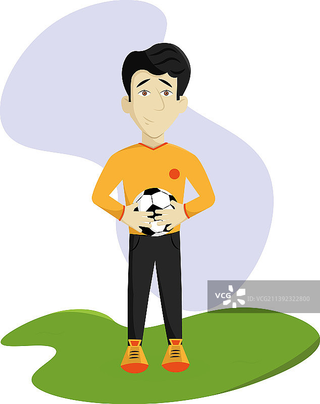 快乐的卡通守门员与足球图片素材