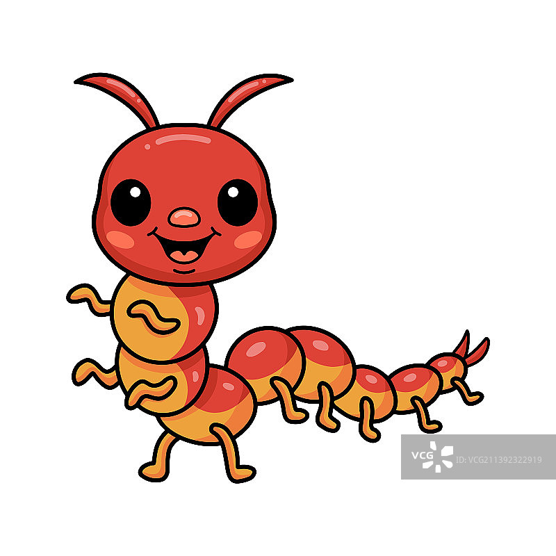 可爱的小蜈蚣卡通角色图片素材
