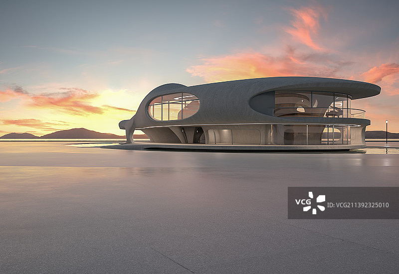 海边_抽象_建筑空间_日落图片素材