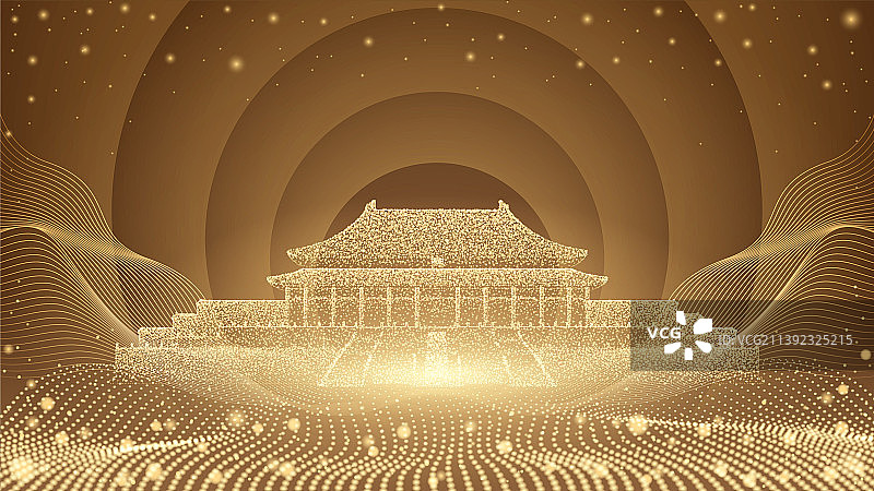 国庆故宫插画图片素材