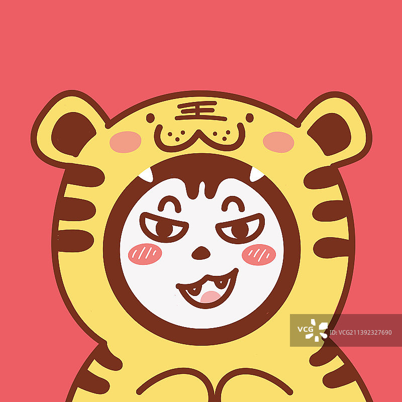 可爱卡通十二生肖IP设计老虎插画，虎年新年春节节庆科普宣传动物广告插画图片素材
