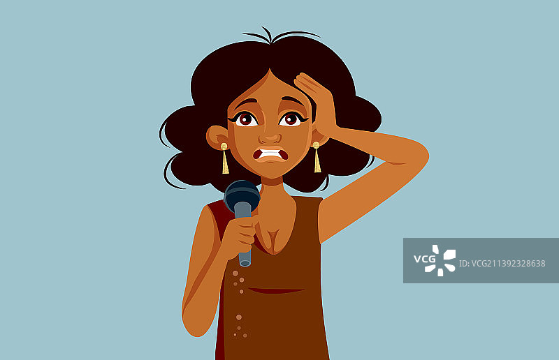 怯场的害羞歌手，感到情绪激动图片素材