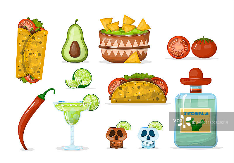 传统墨西哥食物卡通图片素材