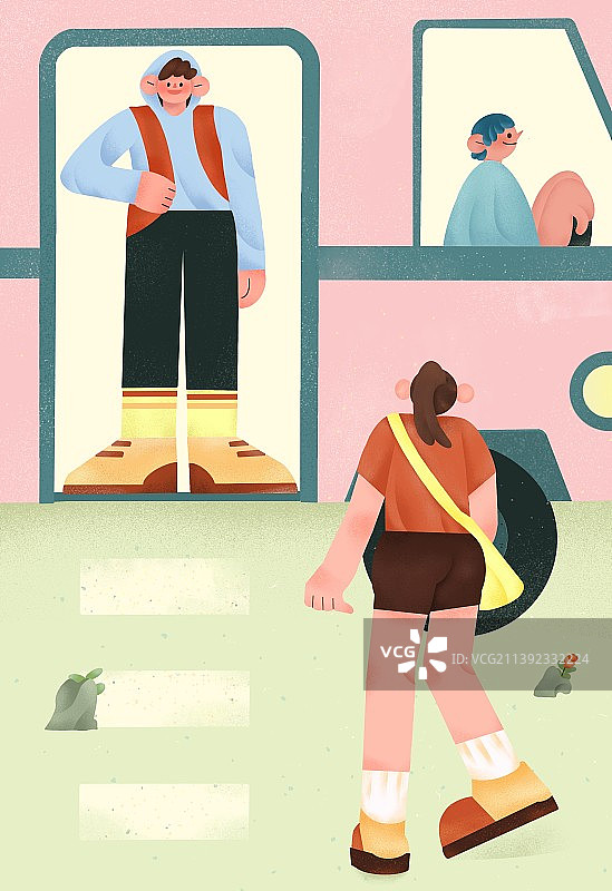 乘坐公交车去玩图片素材