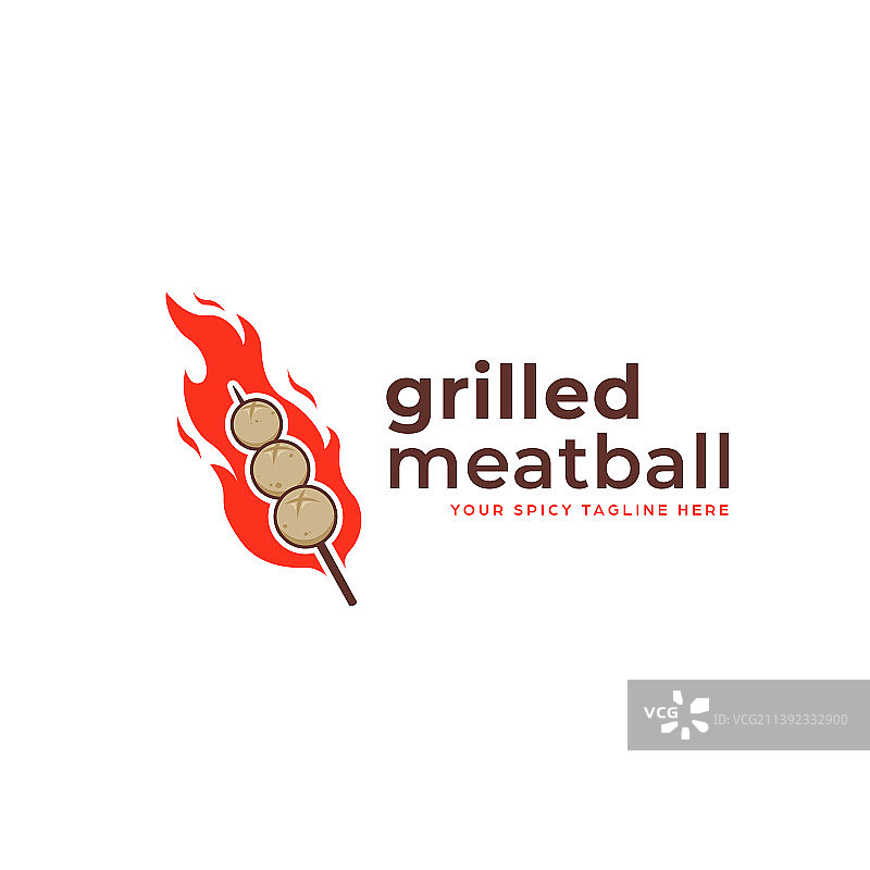 烤制麻辣肉丸串沙爹标志图片素材