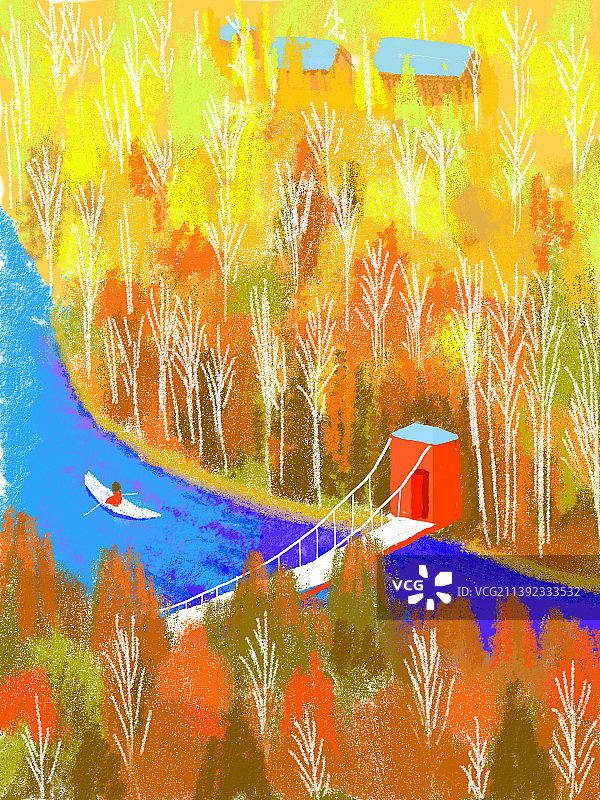 ：秋日灿烂的金色树林图片素材