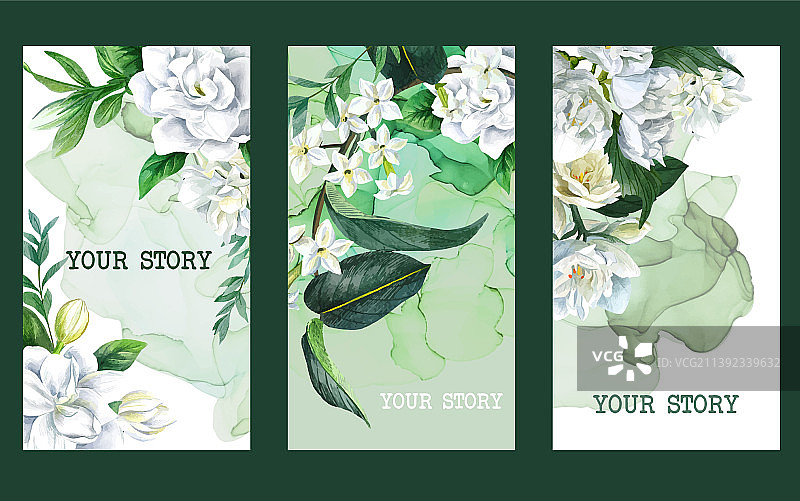 花卉主题Instagram快拍模板三件套图片素材