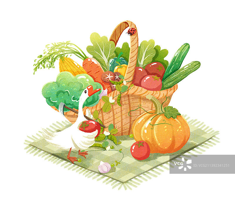 蔬菜扁平风创意插画图片素材