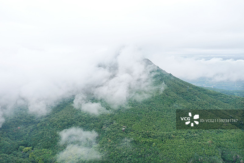 山东枣庄抱犊崮国家森林公园白云缭绕图片素材