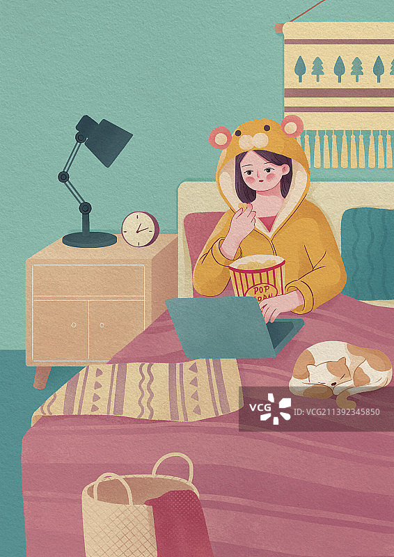 一个人的爆米花图片素材