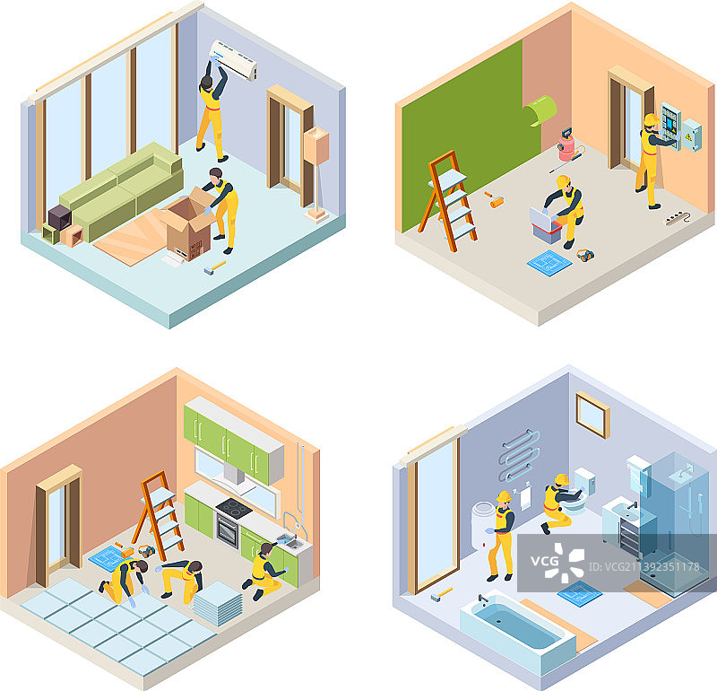 2.5D维修翻新地面墙壁绘画图片素材