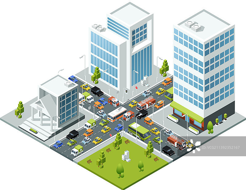 2.5D城市交通拥堵图片素材