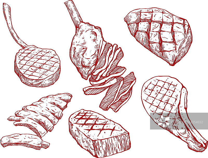 手绘牛肉图片素材