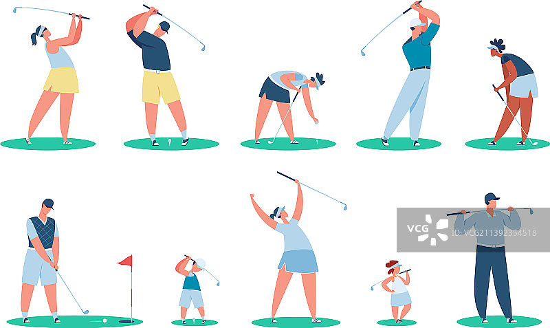 儿童高尔夫球手角色图片素材