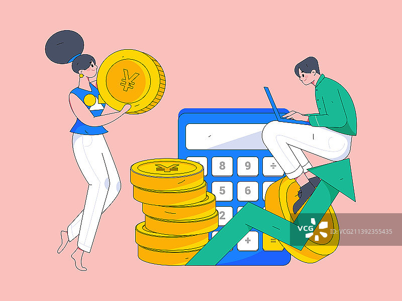 孟菲斯互联网金融理财投资扁平矢量概念运营插画图片素材