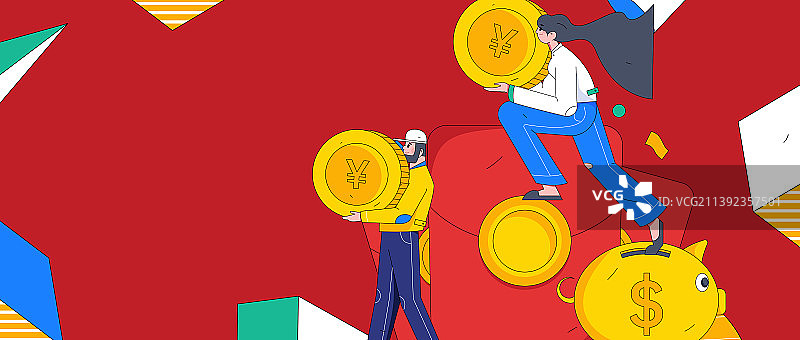 孟菲斯使用红包拉新促活扁平矢量概念运营插画图片素材