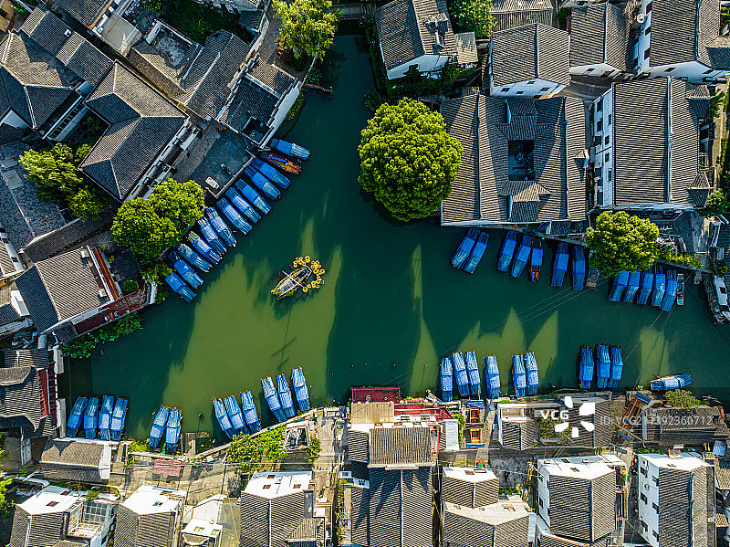江苏苏州周庄航拍图片素材