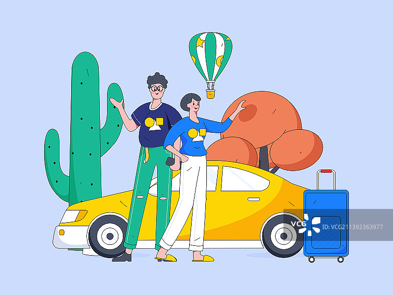 孟菲斯白领打车出行扁平矢量概念运营插画图片素材