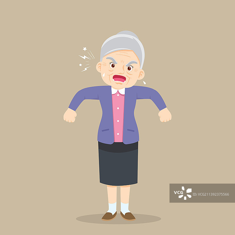 愤怒的老年妇女在责骂图片素材