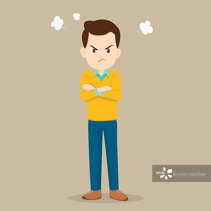 愤怒的男人双臂交叉图片素材