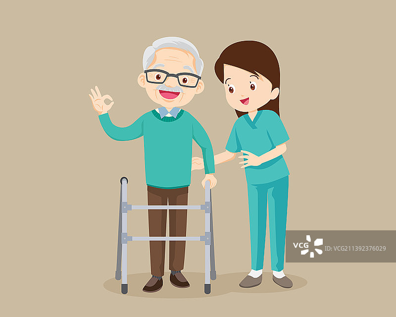 护士照顾老年男子图片素材