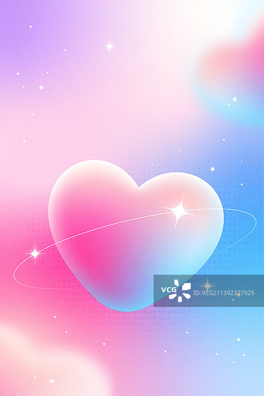 粉红粉蓝色弥散颗粒质感爱心情人节海报背景图片素材
