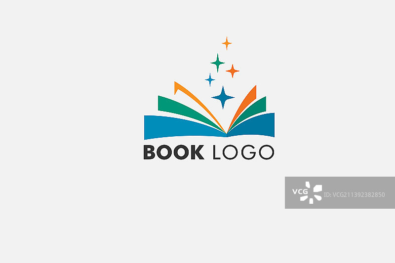 打开的书本Logo：扁平化教育设计图片素材