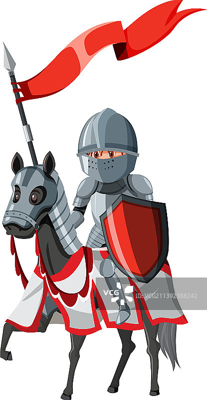 白色背景上的中世纪骑士图片素材