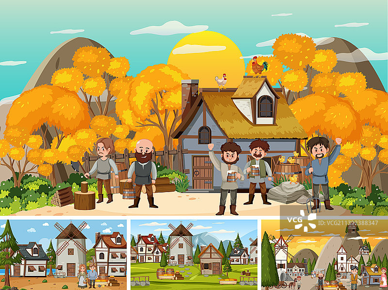 不同的中世纪场景素材合集图片素材