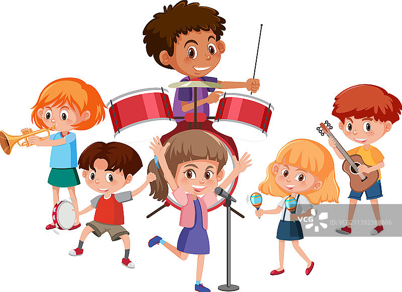 卡通风格的儿童乐队概念设计图片素材