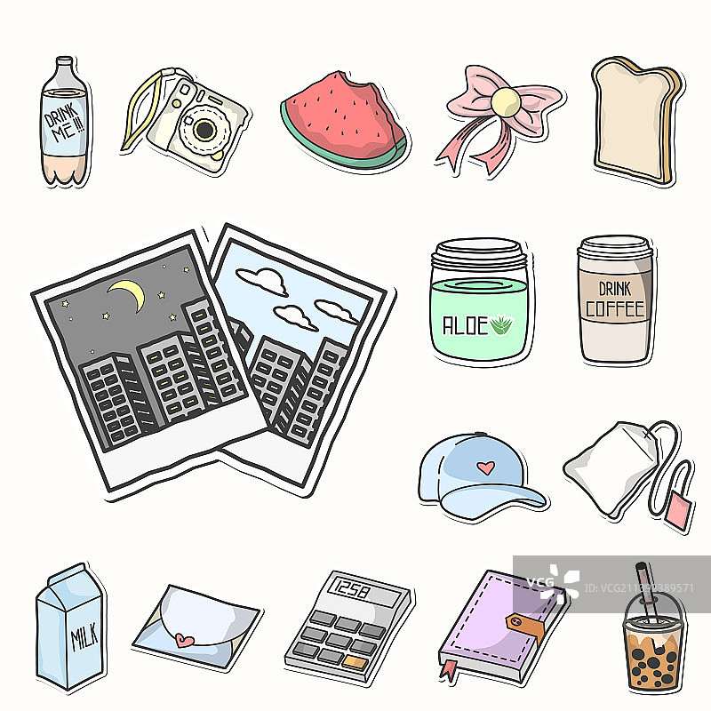 手账美学贴纸图标集图片素材