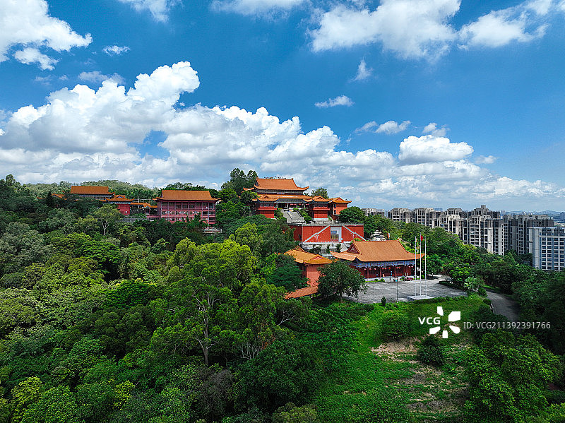 广东省江门市江海区白水带茶庵古寺航拍图片素材