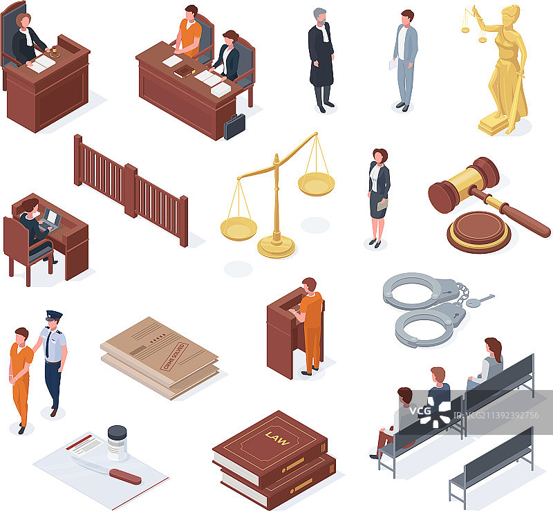 2.5D法院法官诉讼律师图片素材