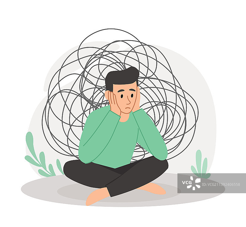 情绪低落的年轻人概念图片素材