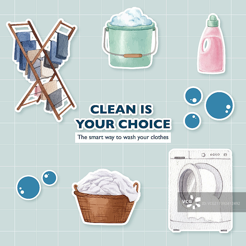 洗衣日贴纸模板图片素材