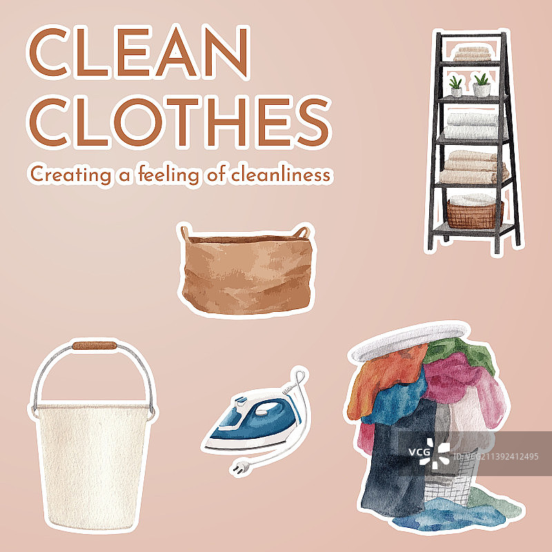 洗衣日贴纸模板图片素材