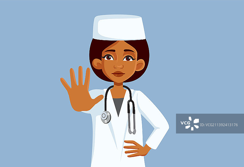 做停止手势的医生卡通形象图片素材