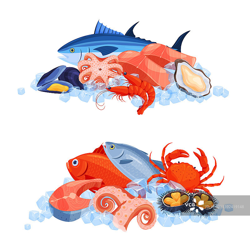 海鲜拼盘（鱼、章鱼、虾、海胆）图片素材